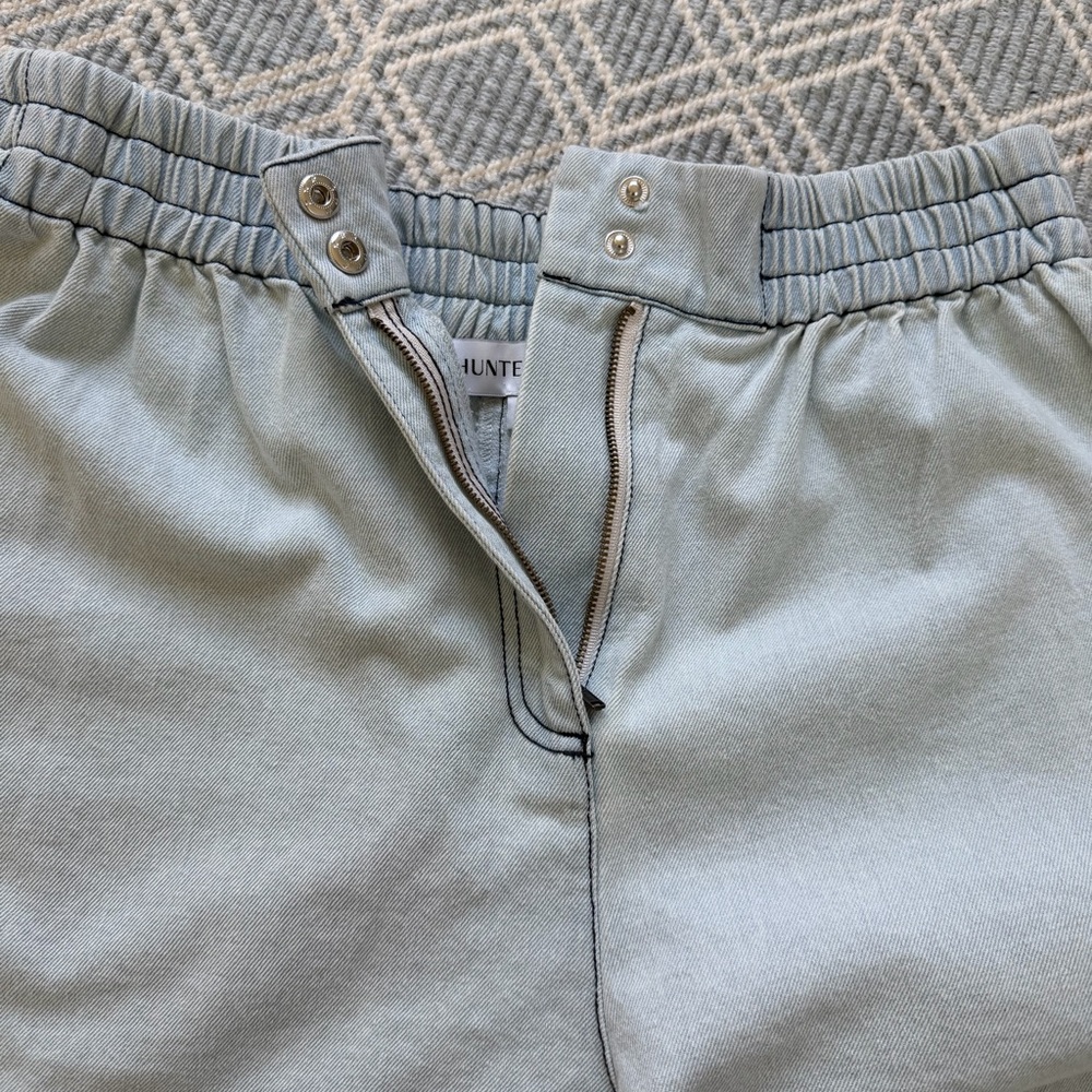 HUNTER BELL Aspen Shorts - Light Demin High Waist Shorts w/ Elastic Waist - Picture 3 of 9